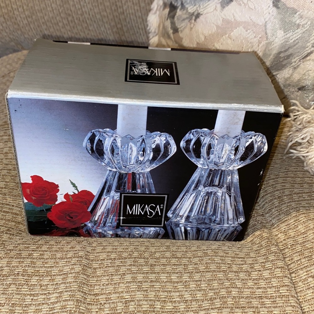 🕯️ NWT Mikasa Vintage Diamond Fire Pair of Candle Holders